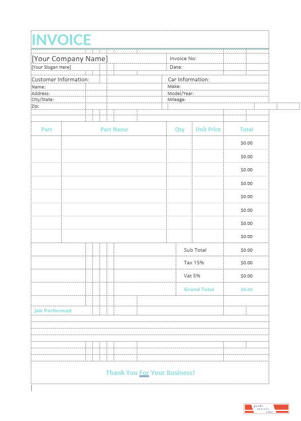 Auto Repair Invoice Template PSD template